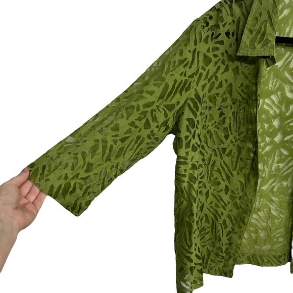 Junglecore sheer cutout shirt green artsy‎ statement layer size L - Picture 3 of 7